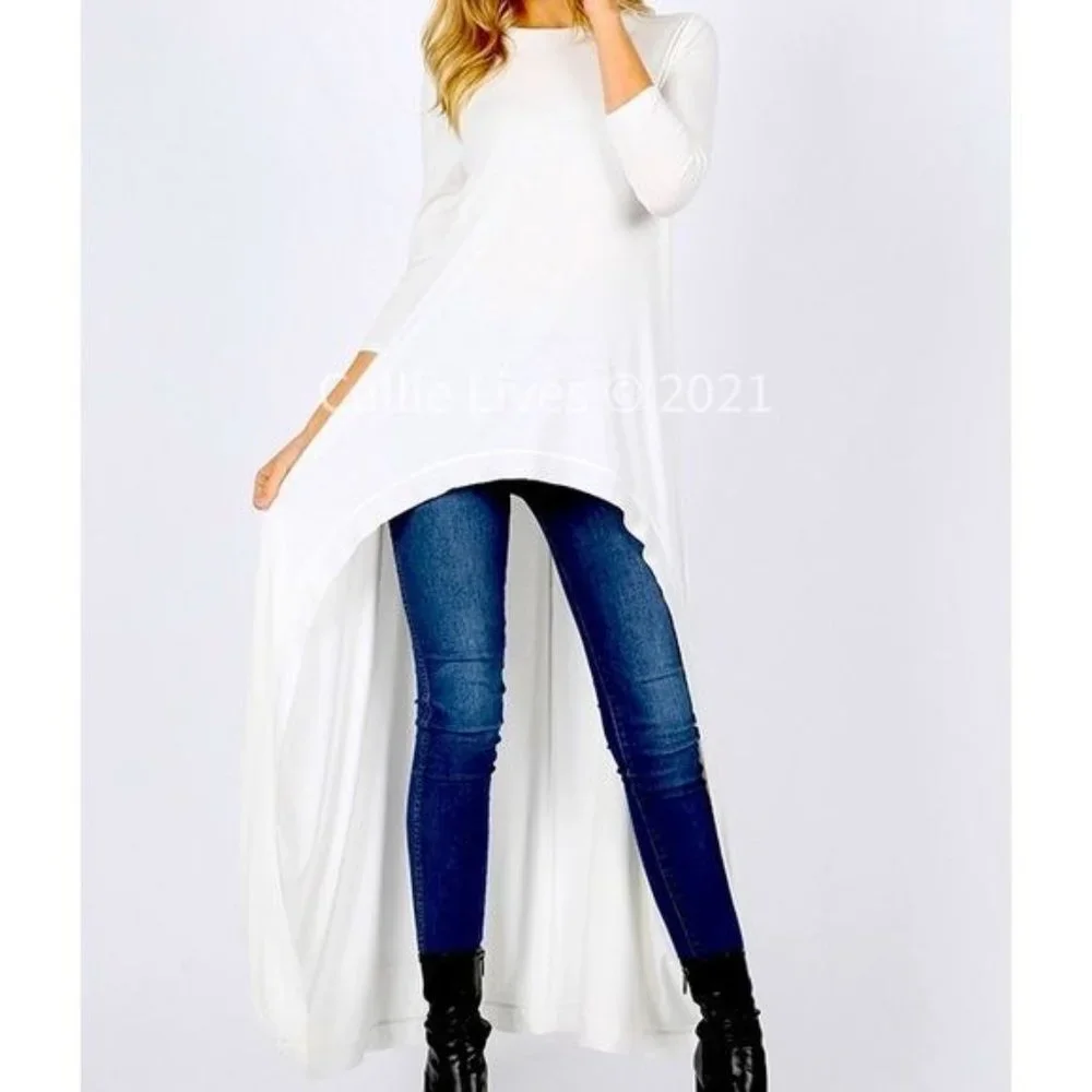Callie Flow: Hi Low Ivory White Tunic Top